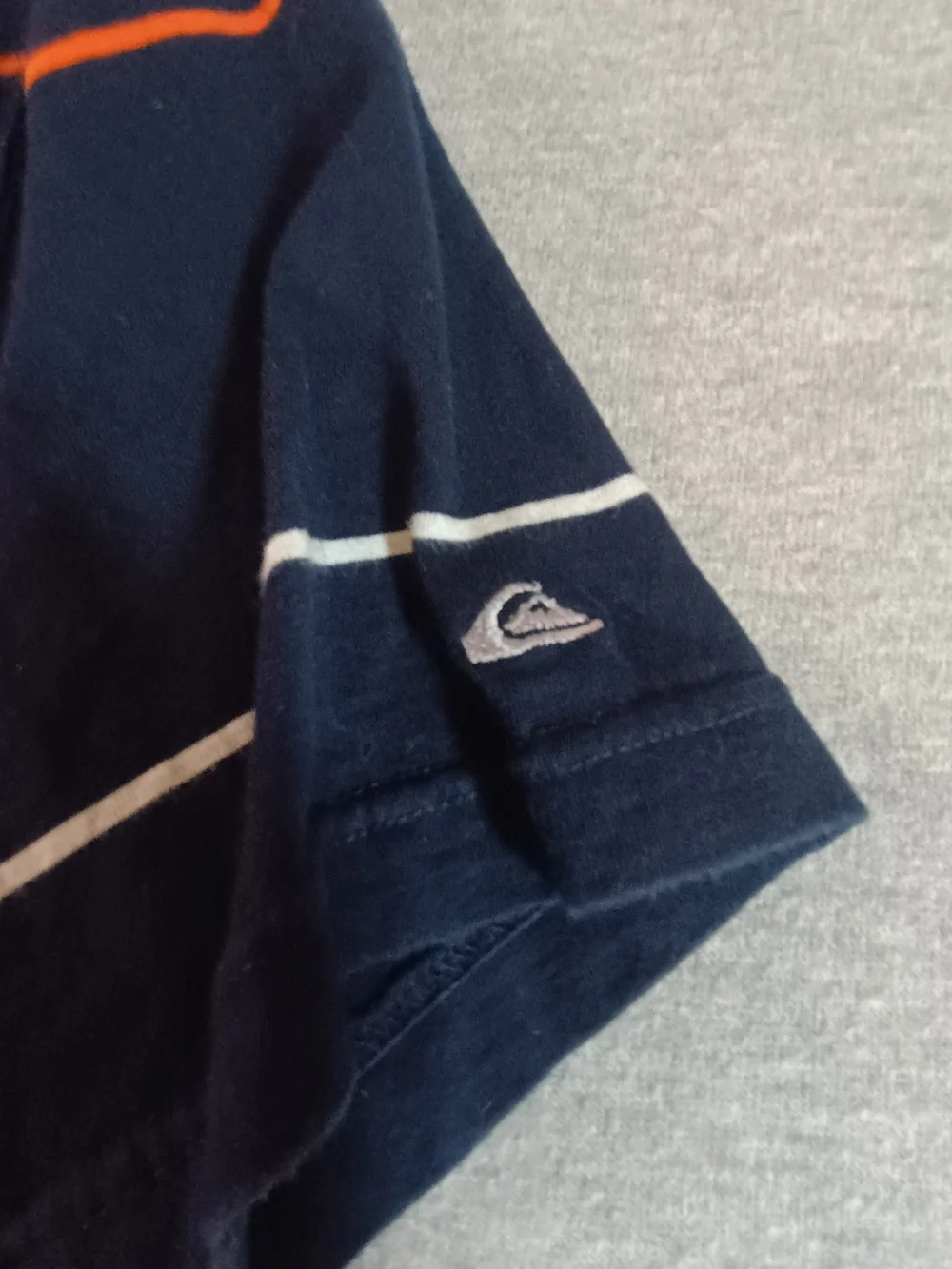 Quiksilver Navy Striped Pocket Tee with Orange & White Lines